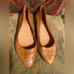 Madewell Sidewalk Skimmer Flats, cognac leather 8.5